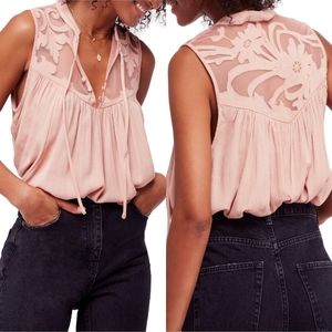 Free People Western Romance Embroidered Top